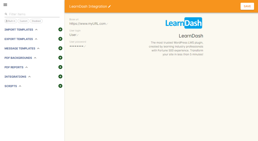 LearnDash Integration window