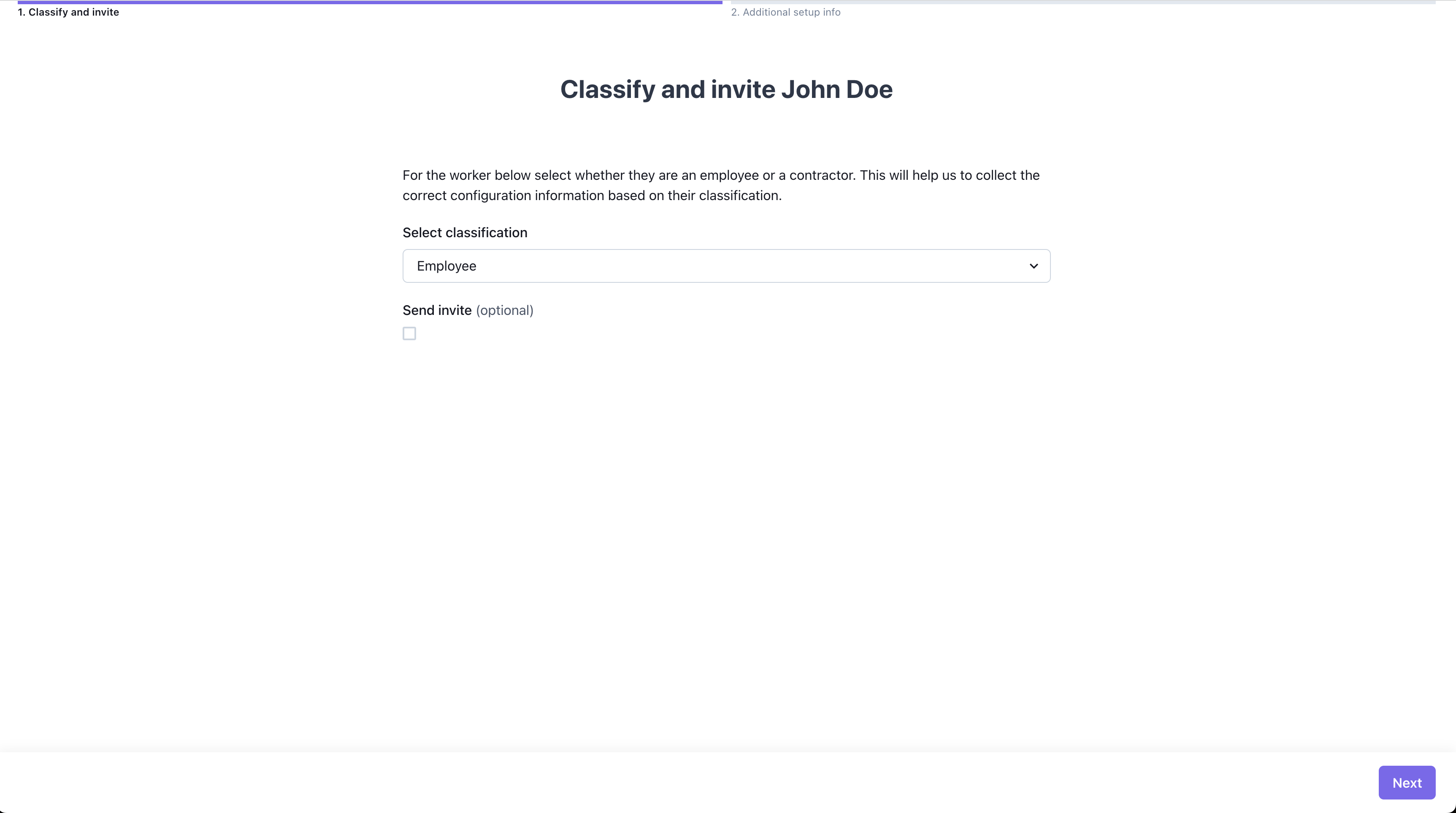 Classify and invite worker step