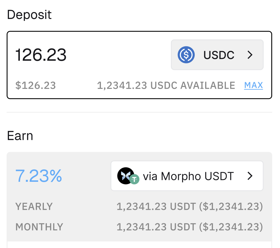 Example: deposit in Morpho USDT product from a USDC position