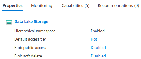 Enabling hierarchical namespace.