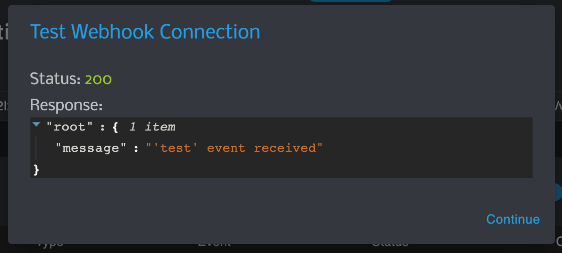 Test Connection modal