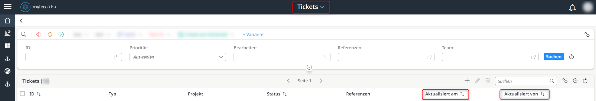 Neue Filtermöglichkeiten innerhalb der Worklist der Tickets App