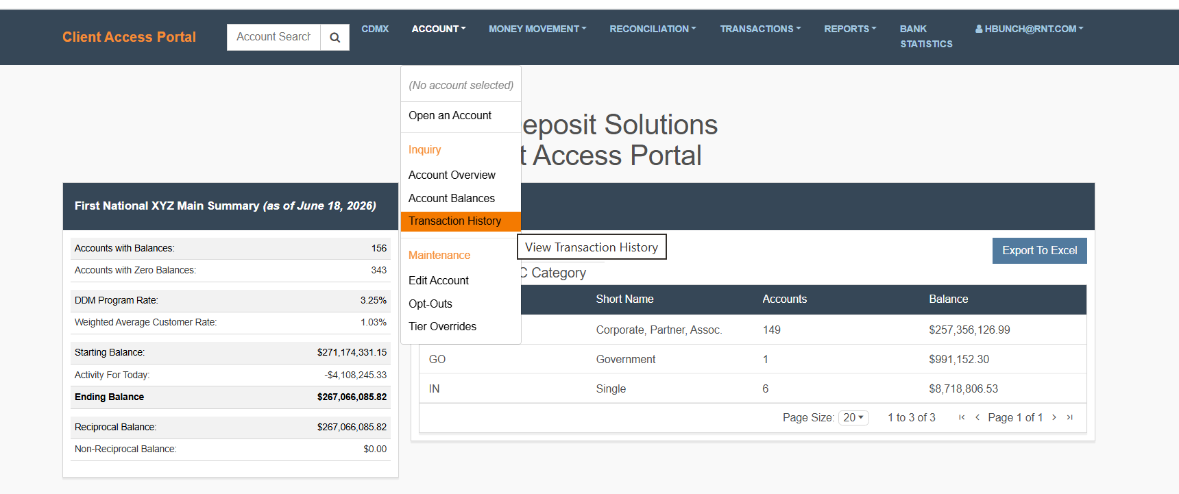 Select Transaction History