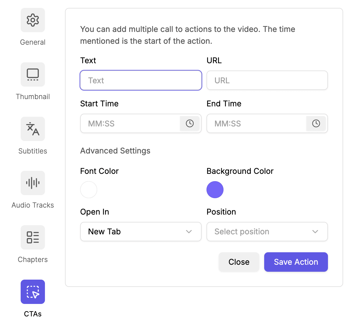 Click on `**Add Call to Action**` to add CTAs
