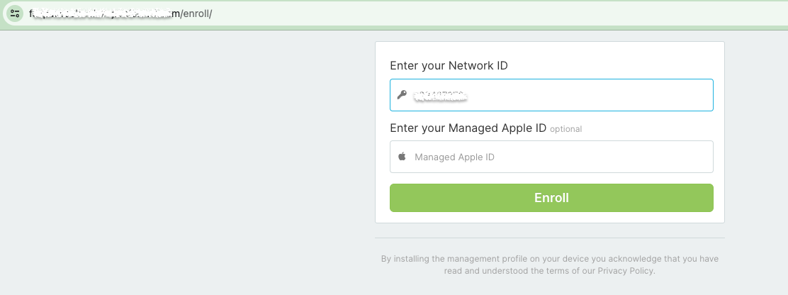 Enter Network ID and click Enroll