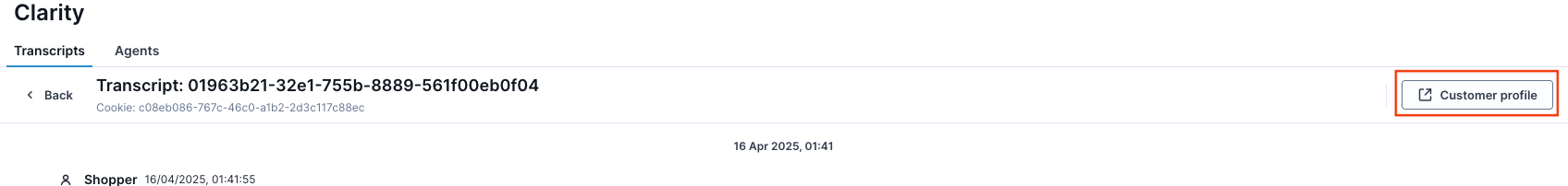 Click **Customer profile** to analyze a customer's profile.
