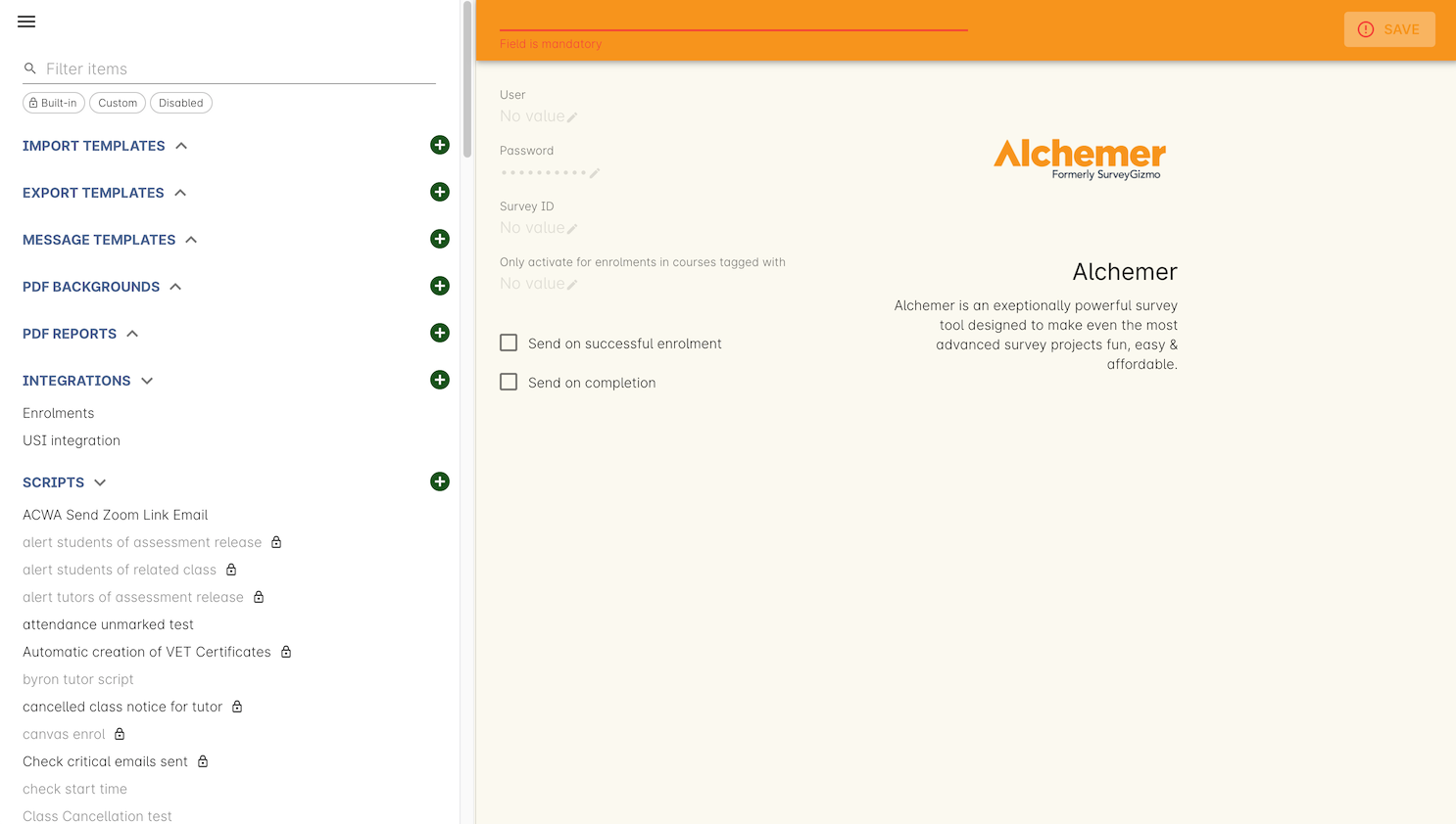 Alchemer integration preferences