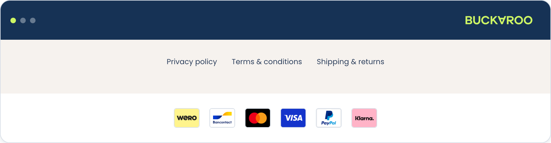Lightspeed checkout footer payment method icons