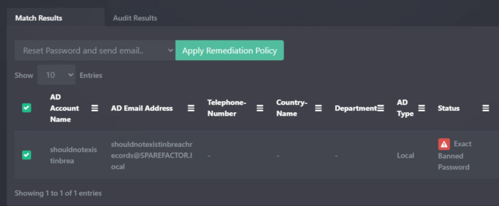 Apply Remediation Screen