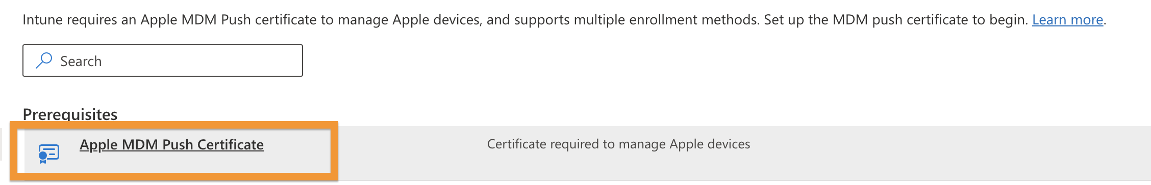 Click Apple MDM Push Certificate