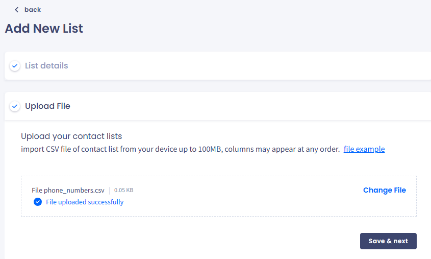 Screenshot of the **Upload File** option