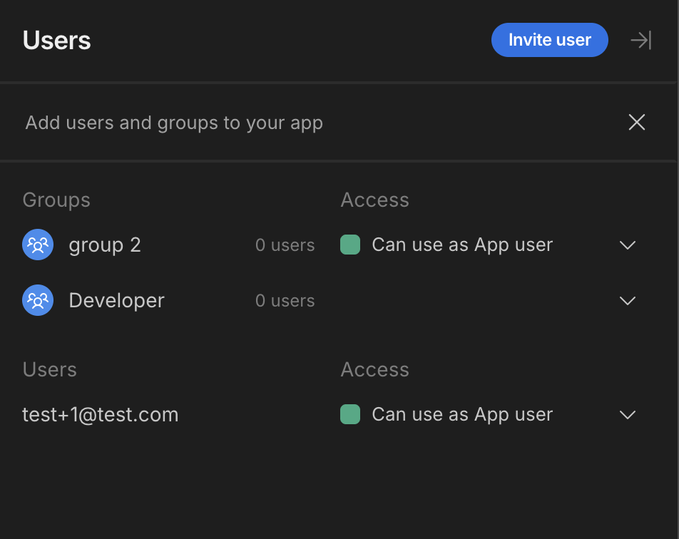 Users side panel