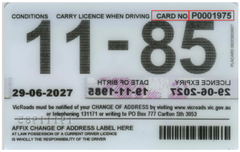 Victoria Driver Licence - post 7 November 2022 sample - back