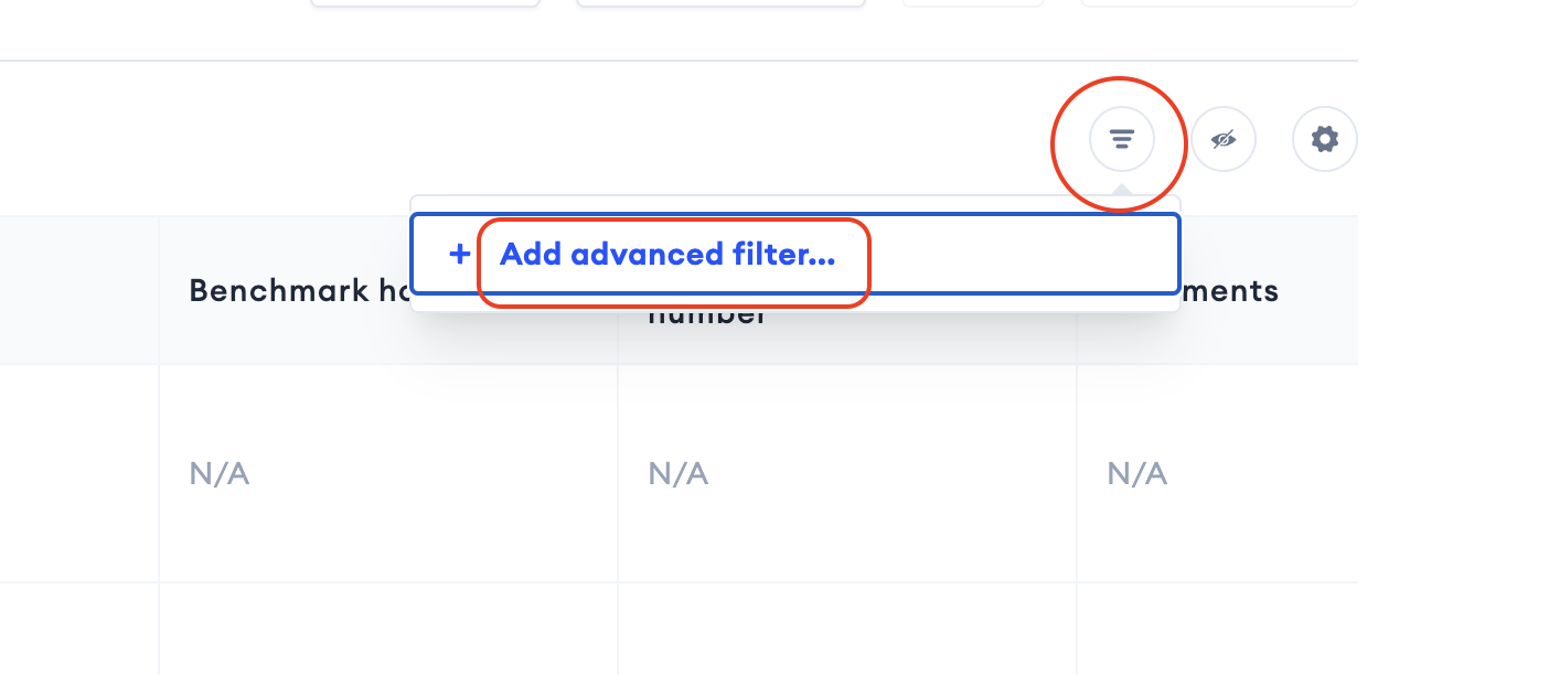 Relevance AI - how to find the advanced filter setup
