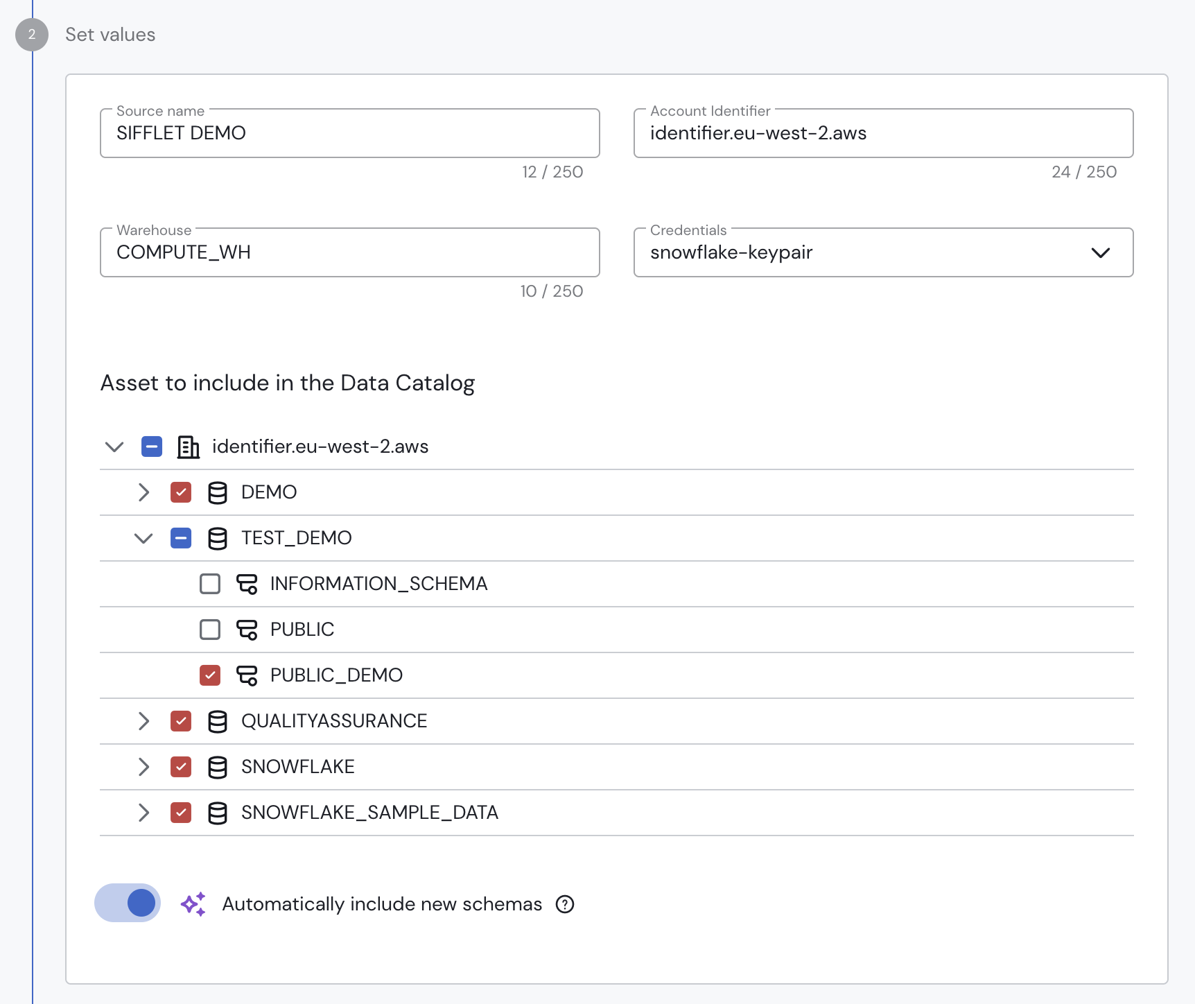 Configuring the source's data scope