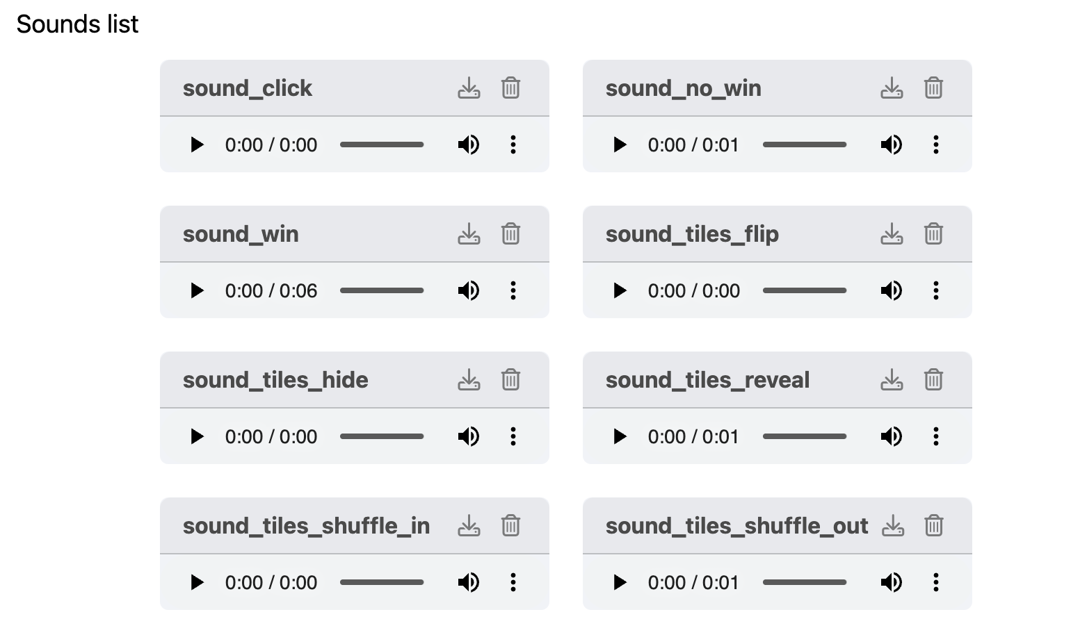 Sounds used in the Thunderboard game (from the video example)