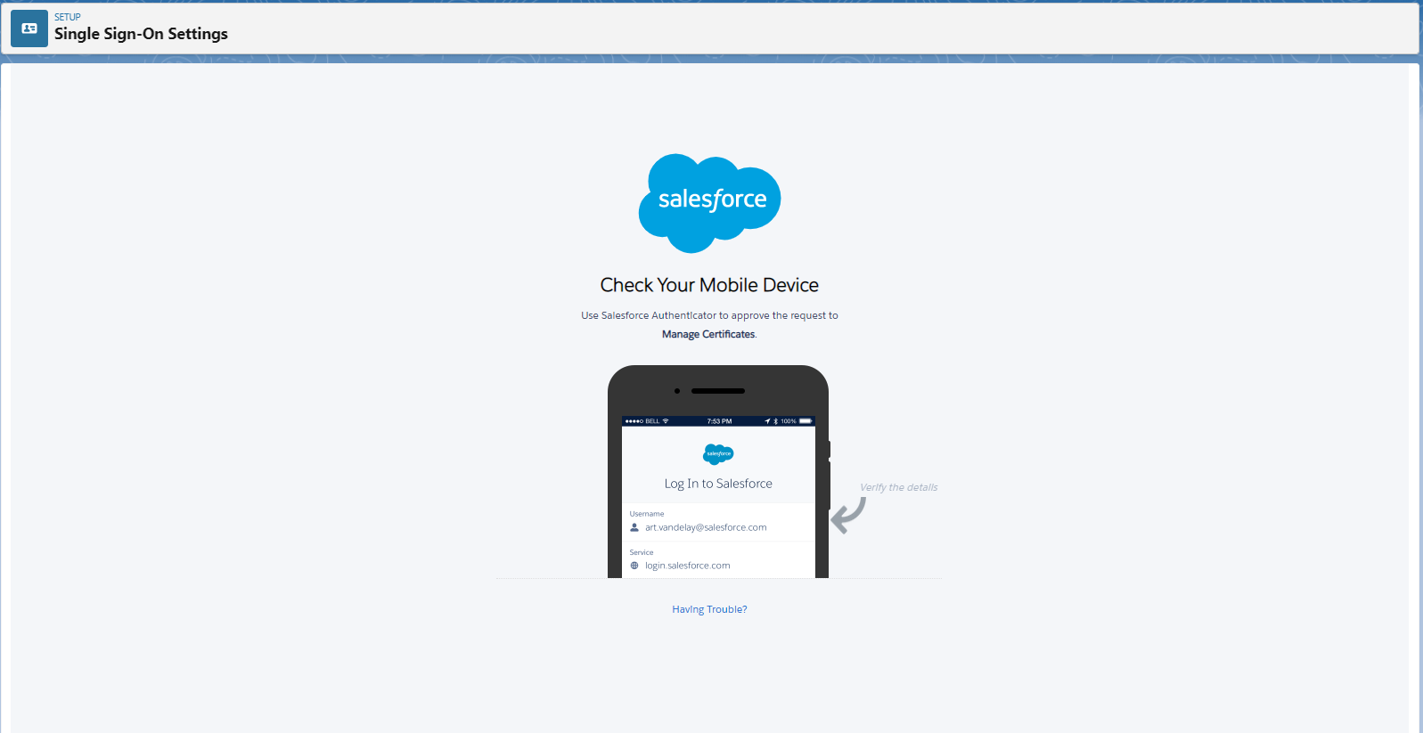 Salesforce Authenticator confirmation