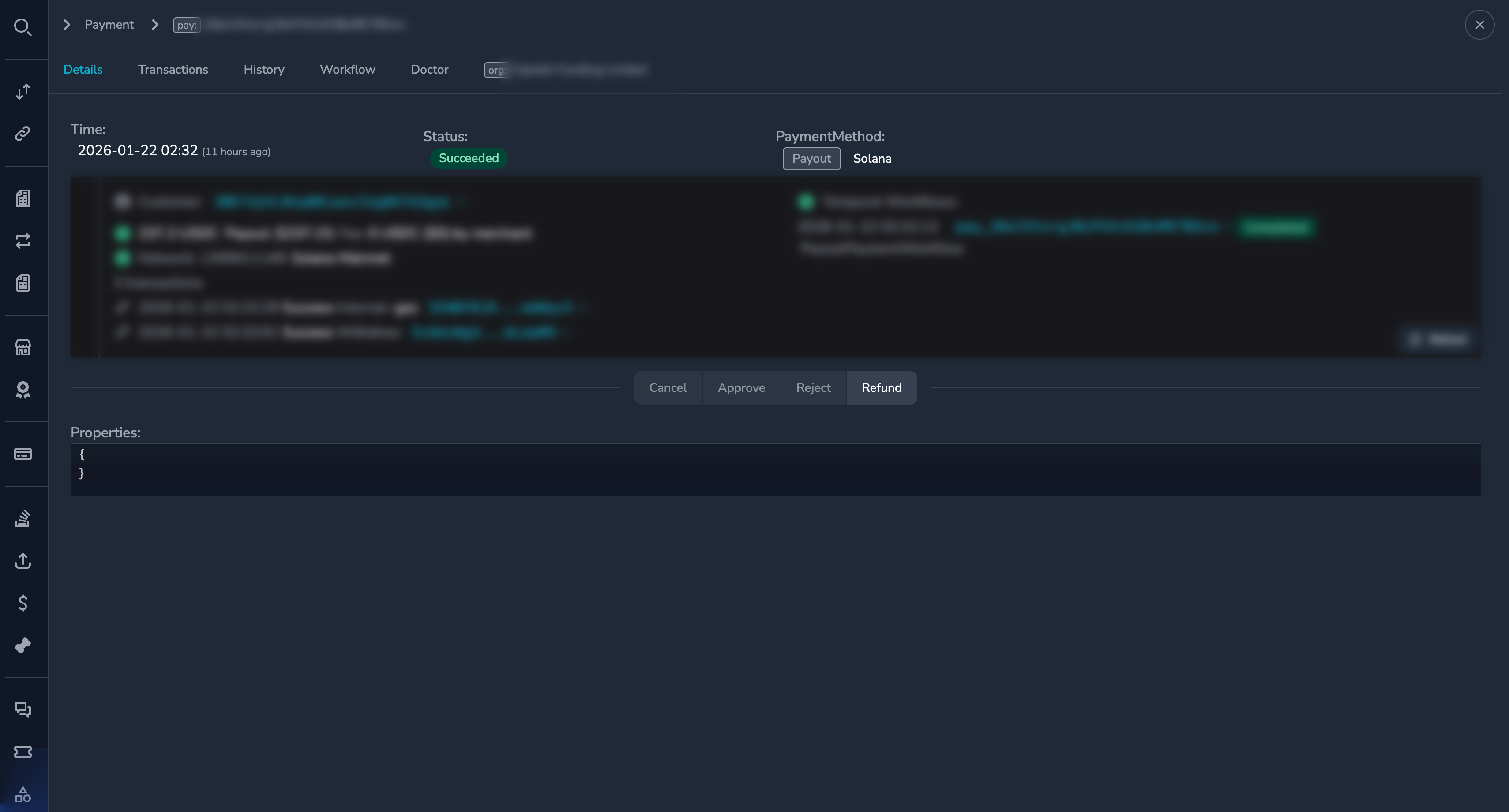 Payment detail view