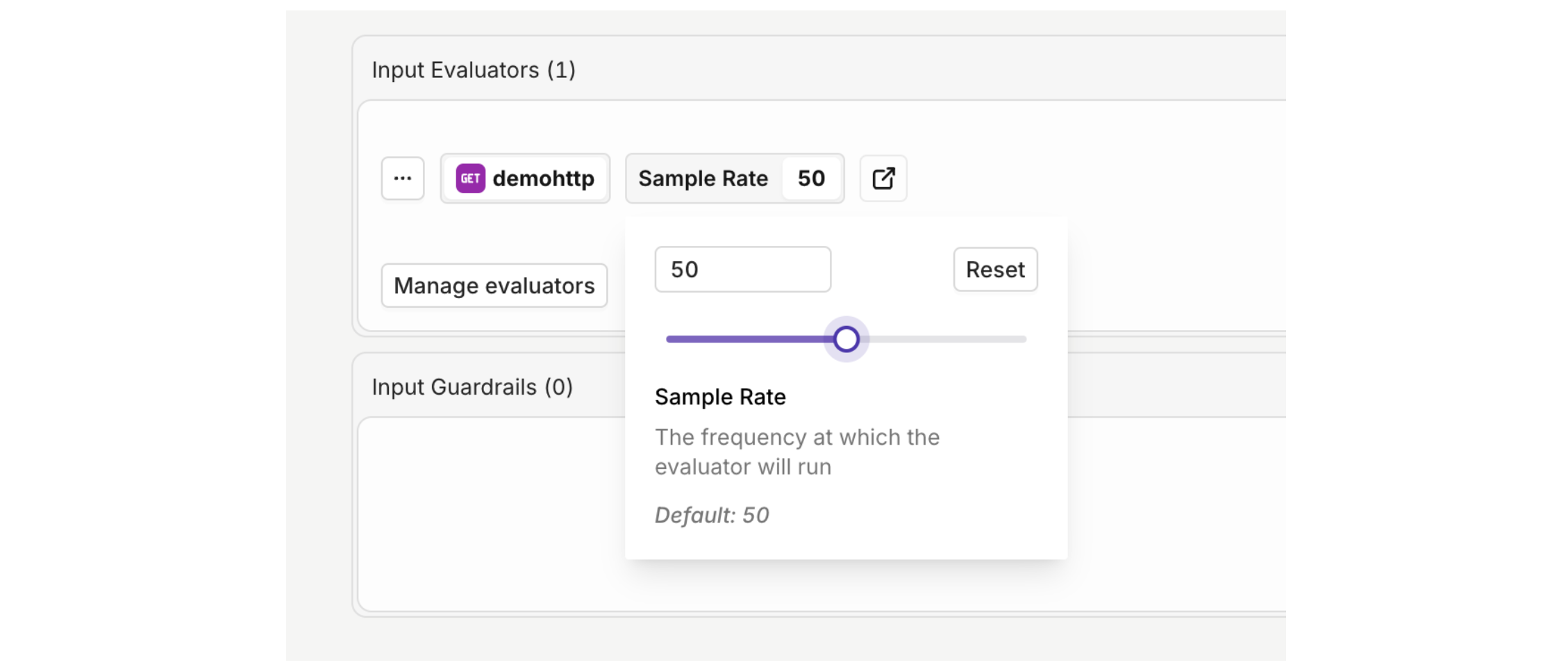 The Sample Rate goes from 0 (0%) to 100 (100%) rate.