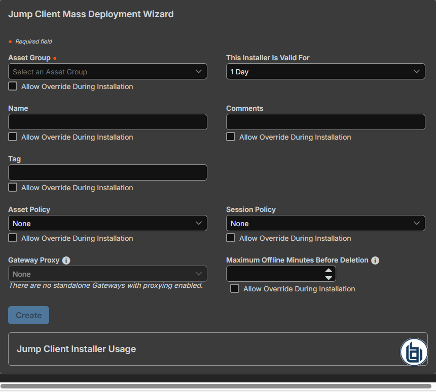Image of the Jump Client Mass Deployment Wizard.