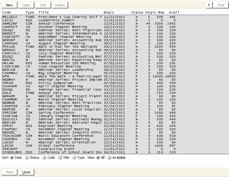 Desktop: Events > Define an event