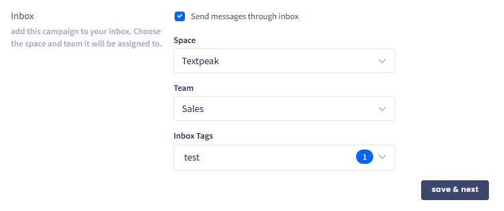 Screenshot of the Inbox options