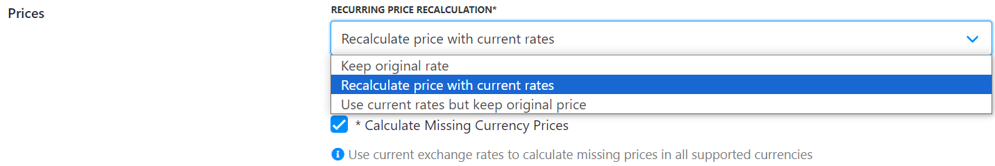 Recurring price calculation