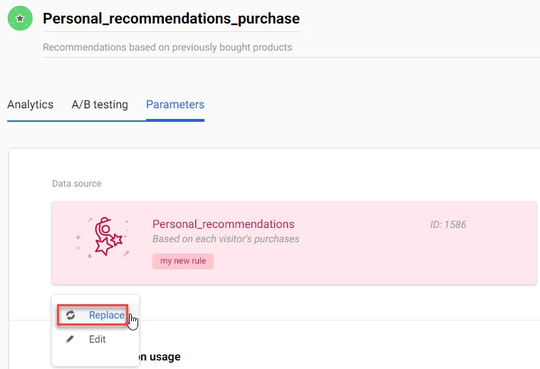 Selecting Replace Data Source