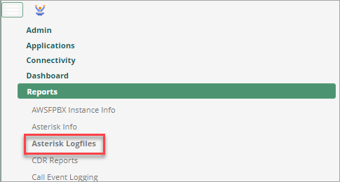 Screenshot of Asterisk logfiles in Reports