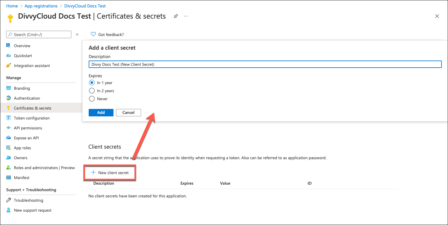 NewClientSecret.jpg Azure Portal - New Client Secret