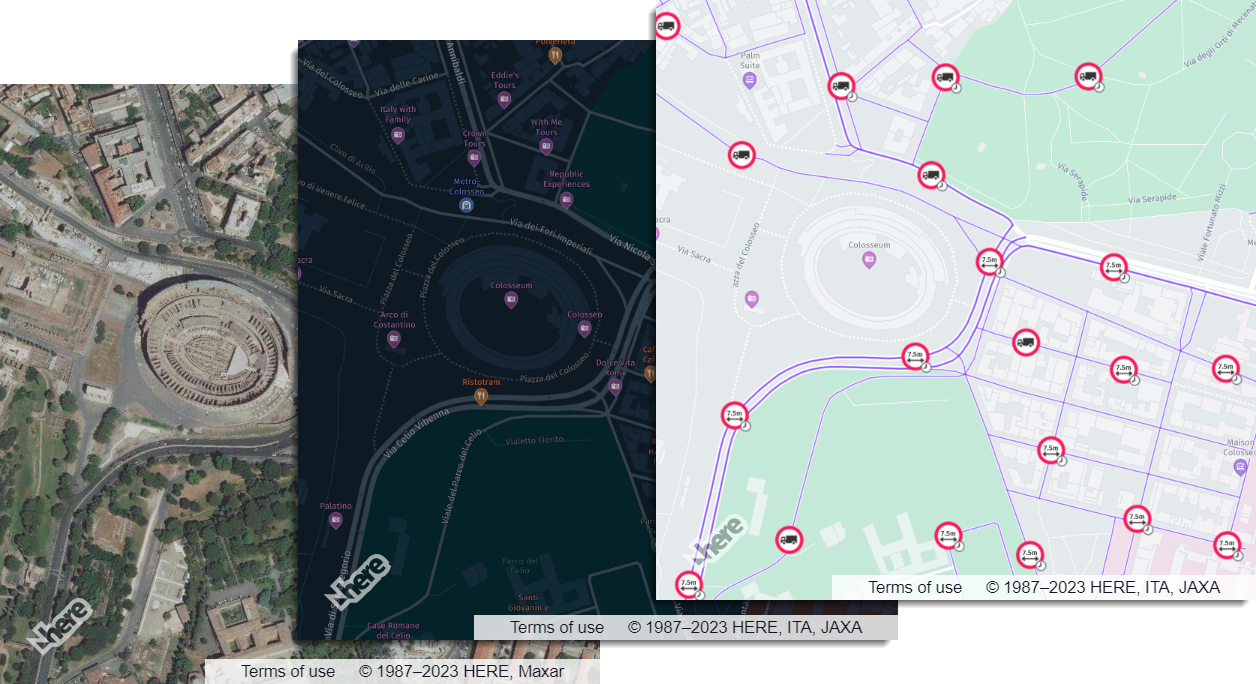 Raster tile examples as part of the default map layers