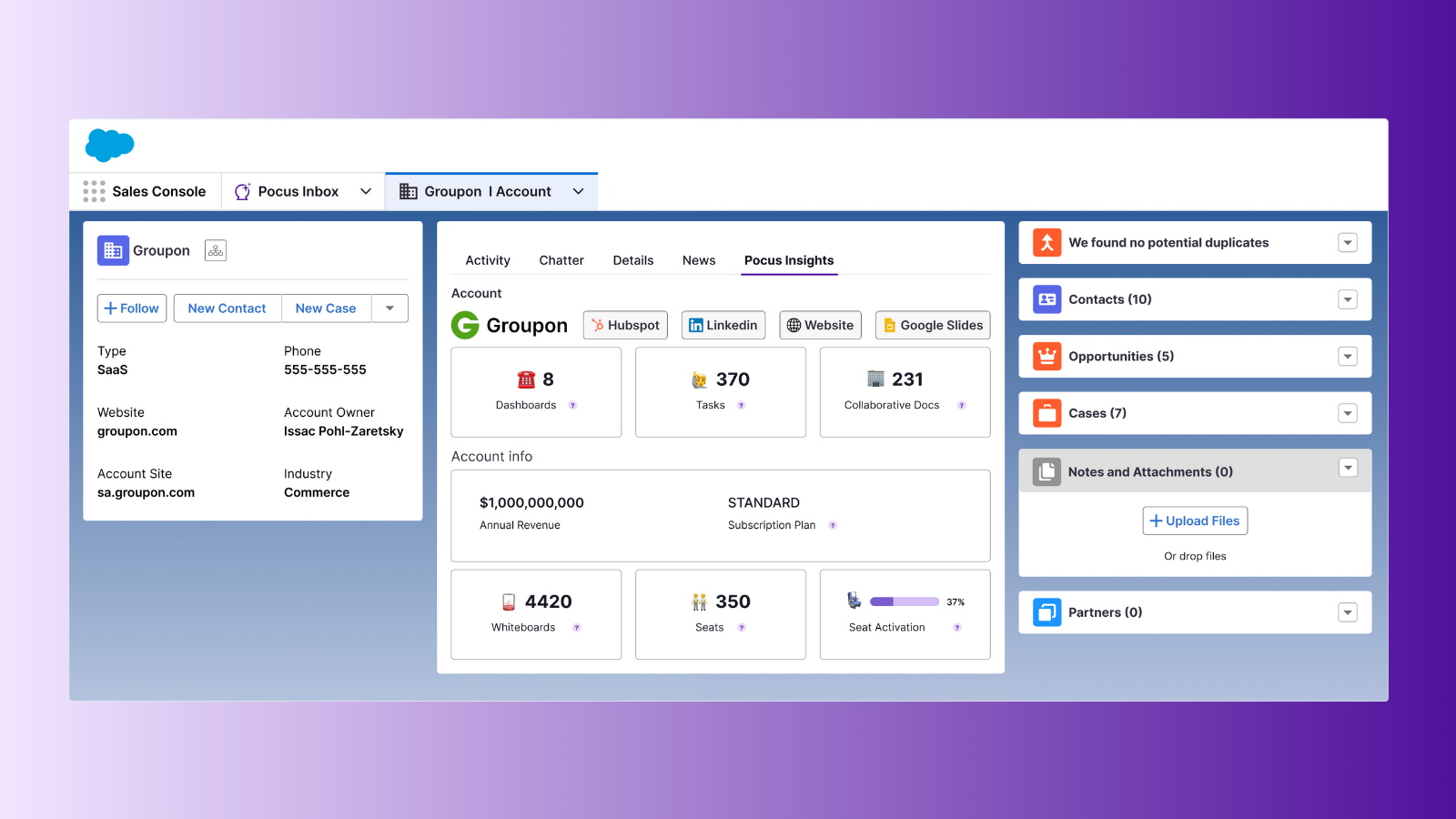 Get granular insights into users, accounts, and workspaces without custom objects