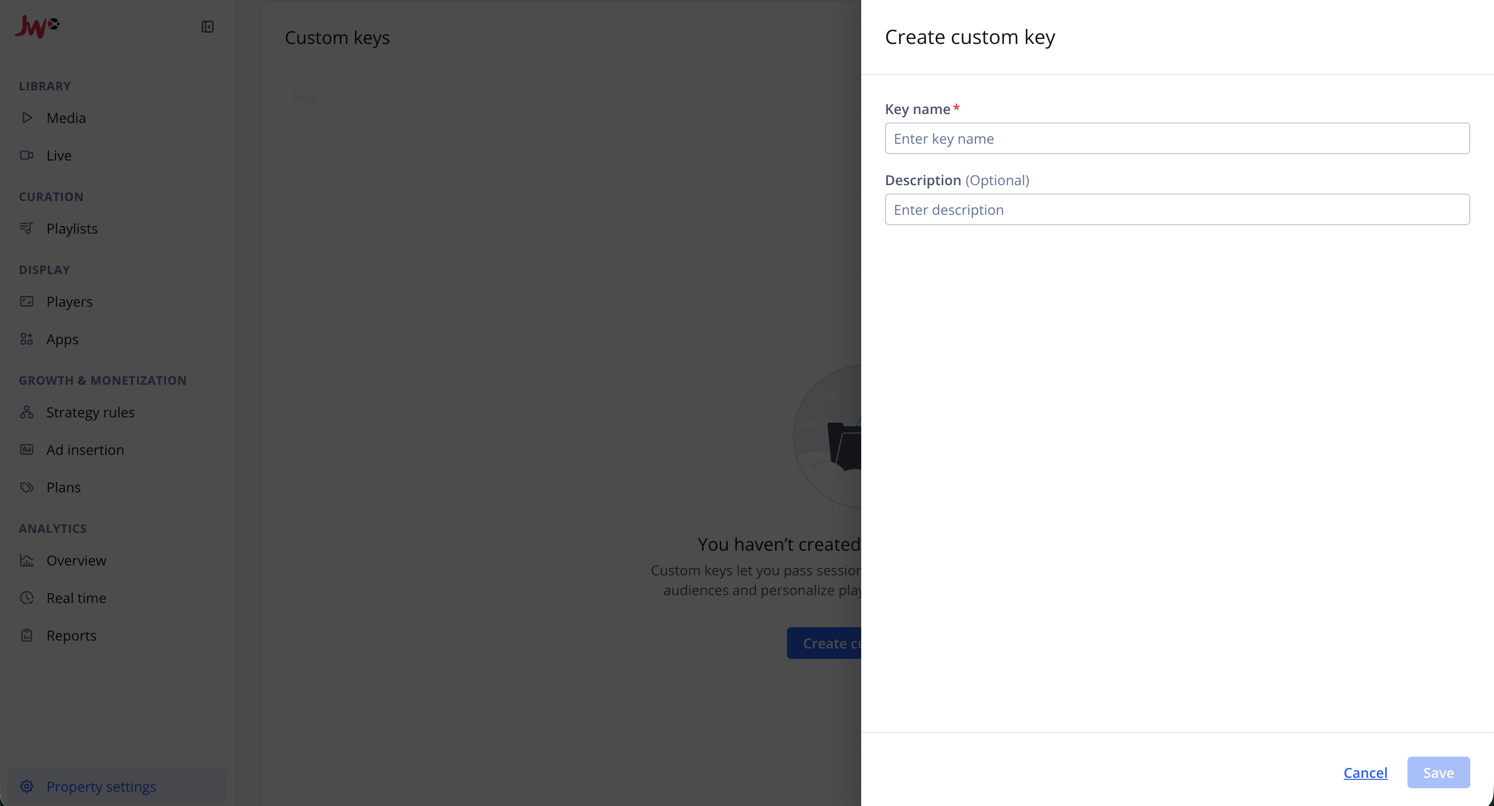 Create custom key page