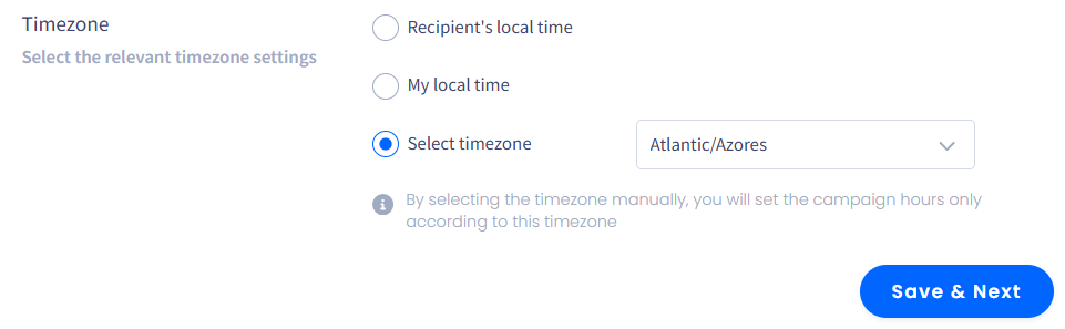 Screenshot of timezone selection option