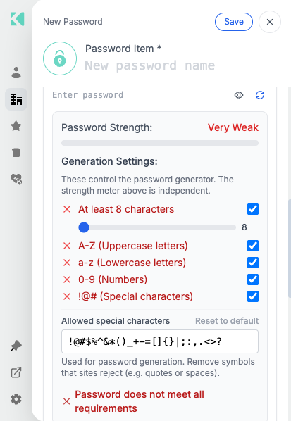 The password generator and strength meter