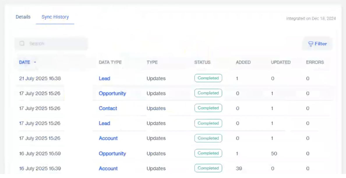 Sync History