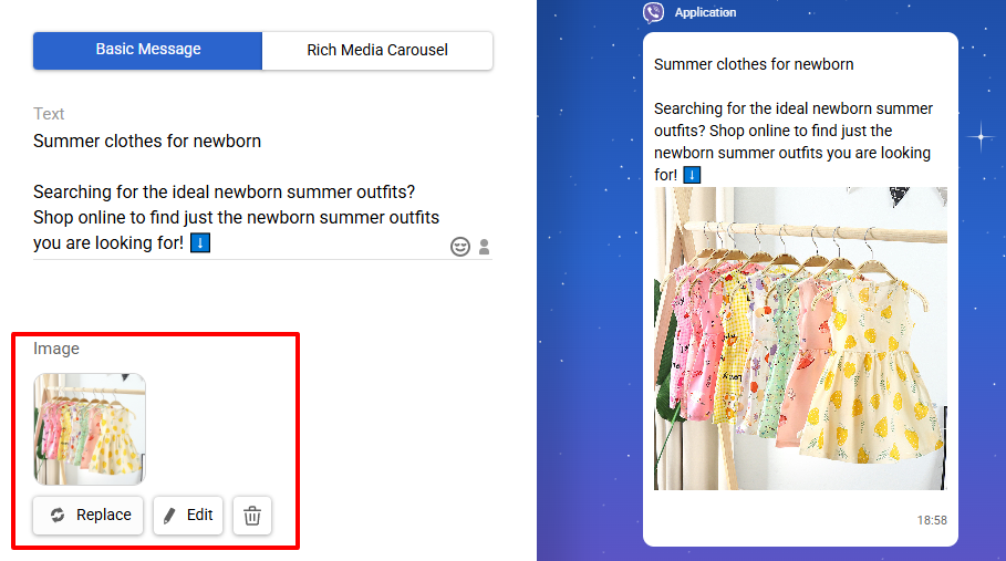 Main settings: adding Image