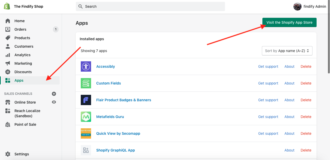 In your Shopify dashboard, visit the App Store.