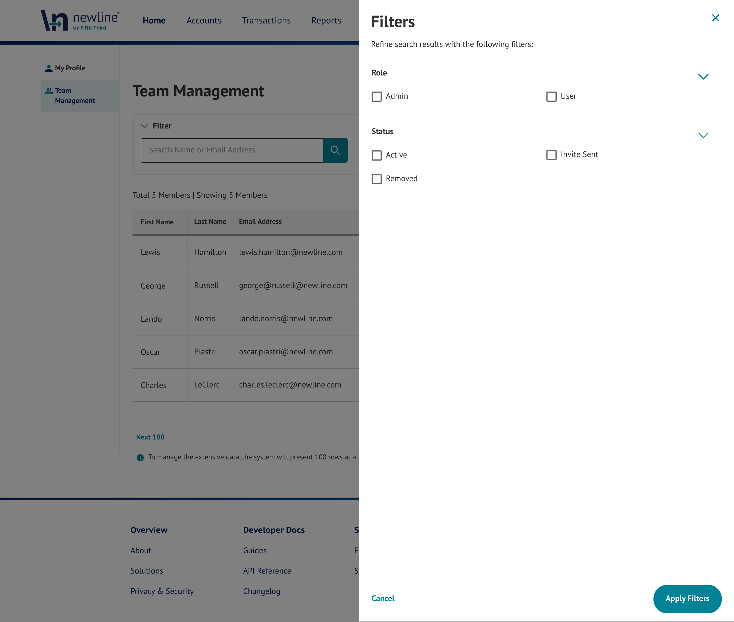 Date range filter options for recent dashboard activity