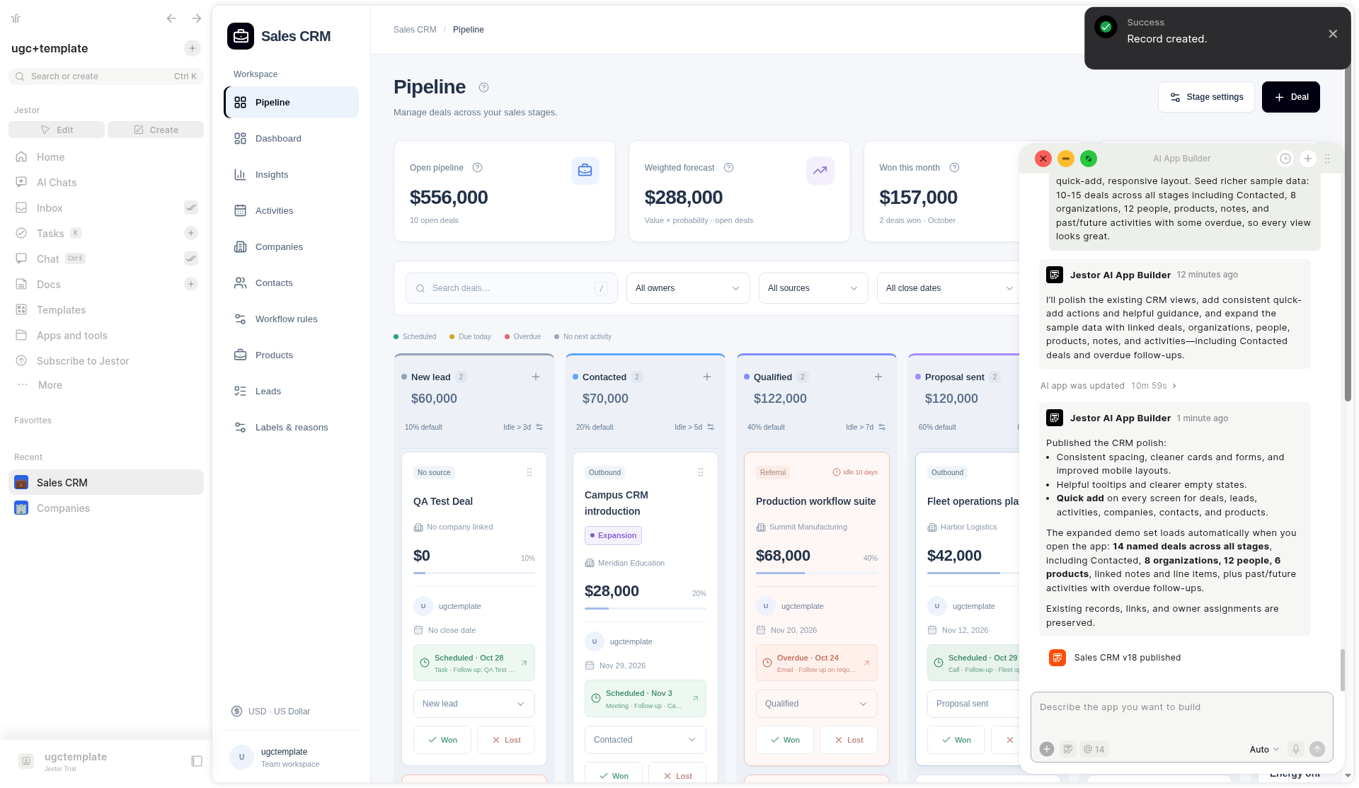 Sales CRM pipeline kanban