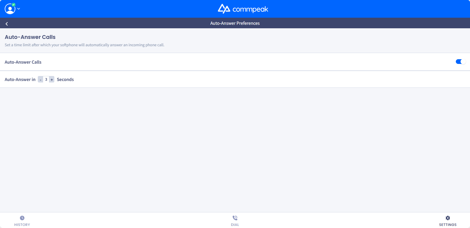 Screenshot of the Auto-Answer Calls toggle