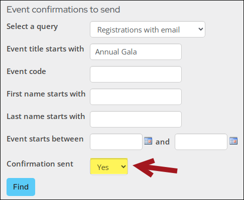 Make sure the confirmation sent filter is set to yes.