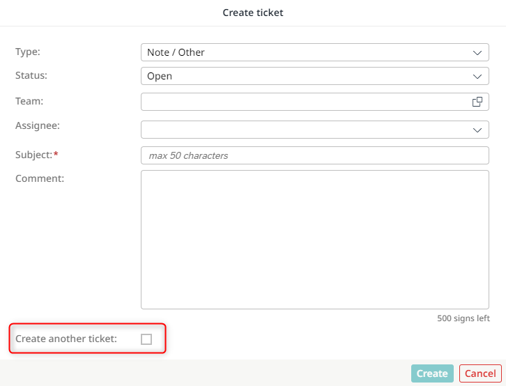 Create another ticket