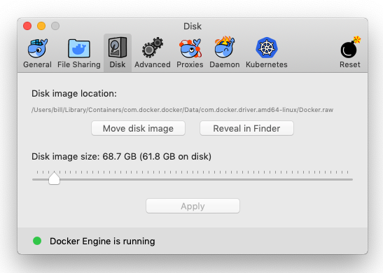 Example Docker configuration window on macOS