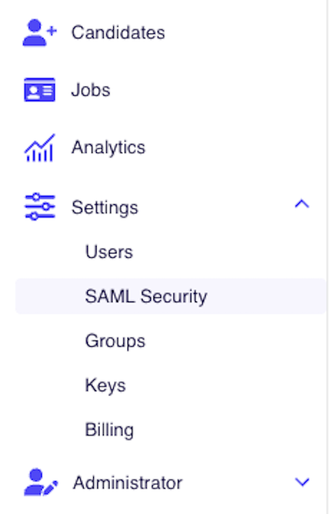 SAML Security Settings