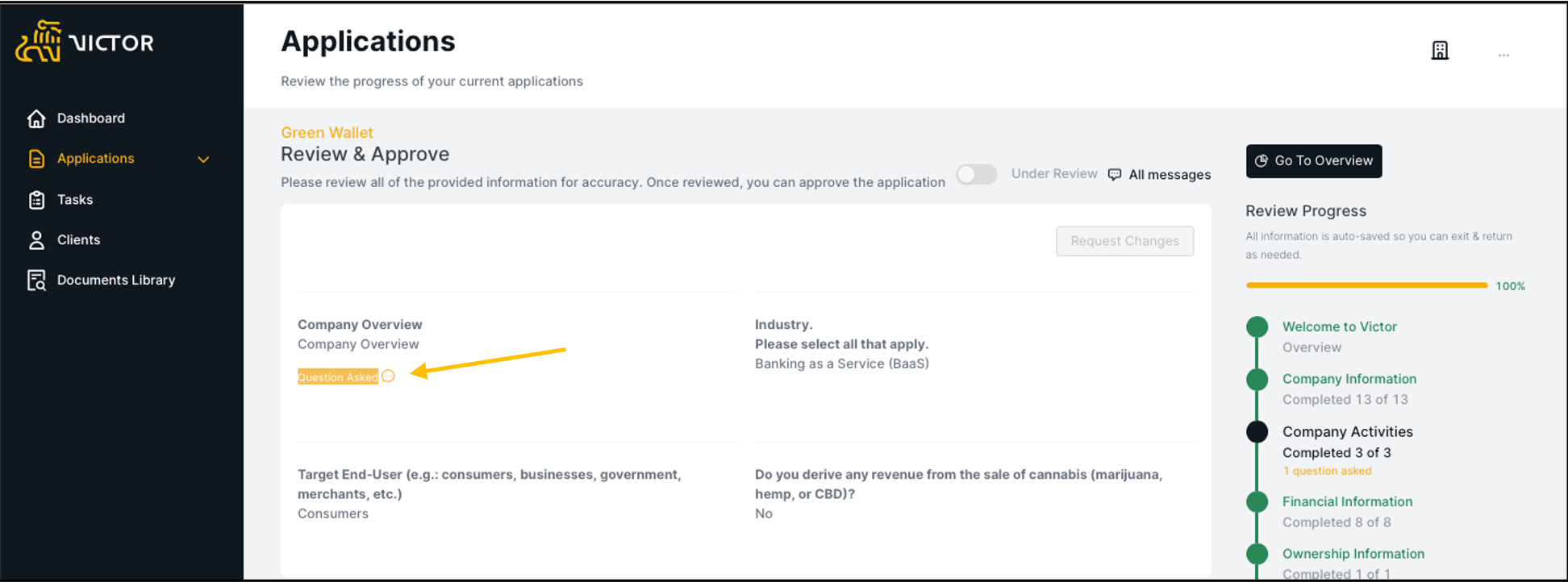 Figure 24. Question is visible at relevent section the query pertains to