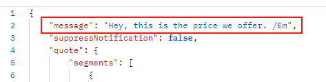 Input example of an accept message to the buyer