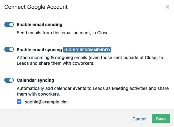 Connecting your Google Account