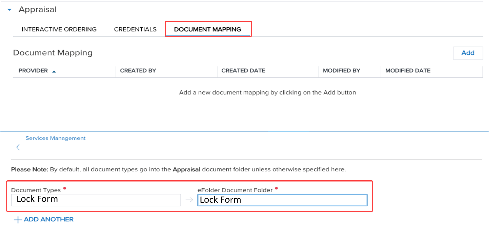 Document Mapping Configuration in Encompass LO Connect Settings