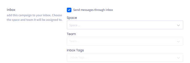 Screenshot of the Inbox options